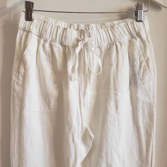 Per se White Lounge Pants Drawstring Elastic Waist Two Deep Pocket Woman Medium - Picture 3 of 12